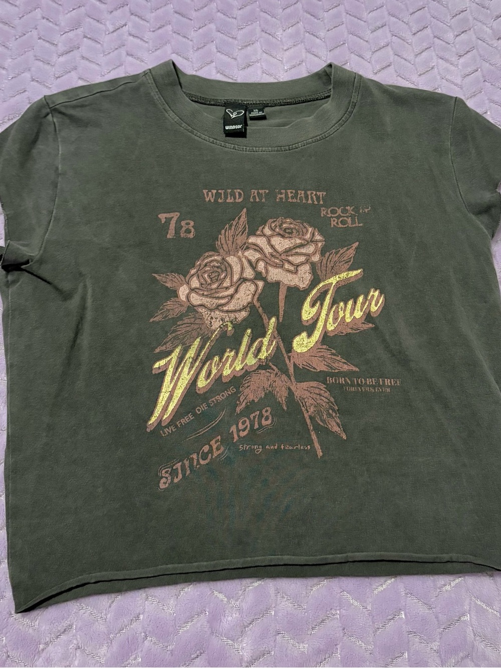 Windsor grey Graphic 'World Tour' Tee with Rose Design